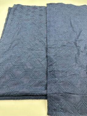 Everhome Embroidered Diamondweave Blue Blackout Curtain 50 x 95 inches